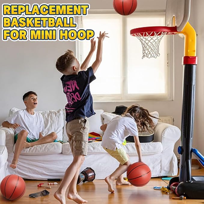9" Mini Basketball for Indoor Mini Basketball Hoop, 5 Pack Replacement Basketballs Soft Ball for Inflatable Pool, Pool Beach Sandbox Outdoor Sports Gift Bulk for Toddler Kids Adults (with Pump)