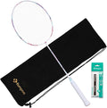 Badminton Racket Carbon Fiber Racquet, Professioanl Racket Badminton Set with Overgrip and Cover, Pro 4U Racket Lightweight for Outdoor Games, Gym, Competitions