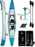 BEYOND MARINA Inflatable Kayak 1 & 2 & 3 Person Adult- Full Drop Stitch Kayak with Aluminum Paddles, Seats, Footrests, Pump, Fins