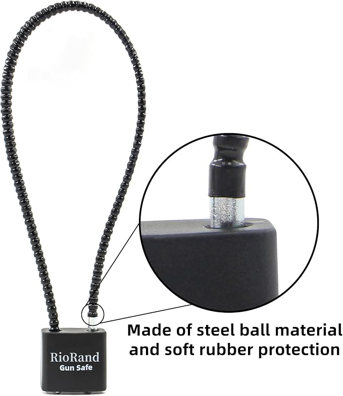 RioRand Keyed Cable Gun Locks Simple Operation 15" Compatible with Pistols, Handguns, Rifles, and Shotguns,Storage for Firearm Locking and Safety