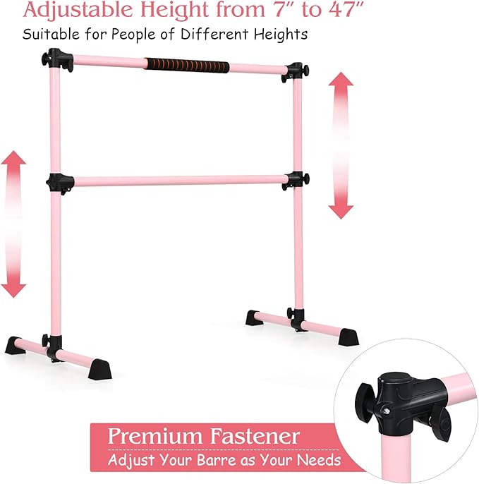 GOFLAME Ballet Barre Portable Double, 4FT Freestanding Ballet Barre Adjustable, Heavy Duty Dancing Stretching Ballet Bar for Home, Dance Barre, Fitness Ballet Bar