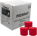 Shield Athletic Underwrap | Bulk Case of 48 Rolls of PreWrap, Hair Tie, Headband, USA Made, Pre-Wrap Athletic Tape, 2.75" X 30 SYards, Foam Barrier, Flexible, Breathable (Red)