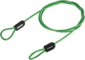 MECCANIXITY Security Steel Cable Lock, Safety Cable Flexible Wire Rope Luggage Lock 1.6feet 2.5mm Vinyl Coated Braided Steel with Double Loop for Bike Bicycle U-Lock Padlock Green