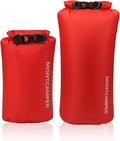 2-pack 30D Nylon Waterproof Dry Bag-Portable Storage Sack for Kayaking, Hiking and Rafting-Roll Top Closure-Float on Water(5L/20L,Red)