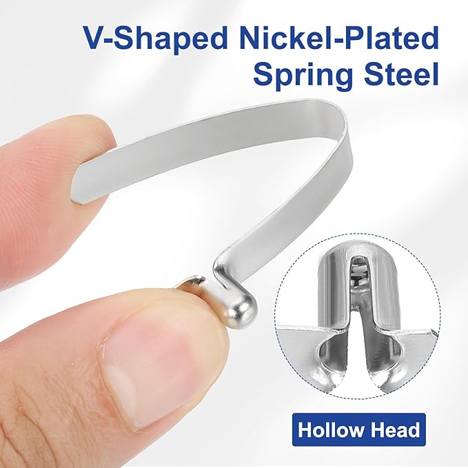 HARFINGTON Single Button Kayak Paddle Snap Spring Clip Spring Steel V-Shaped Hollow Lift Telescopic Locking Tube Pole Clips for Tent Camping