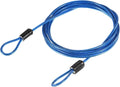 MECCANIXITY Security Steel Cable Lock, Safety Cable Flexible Wire Rope Luggage Lock 5feet 2.5mm Vinyl Coated Braided Steel with Double Loop for Bike Bicycle U-Lock Padlock Blue