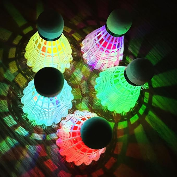 Leadge LED Shuttlecock Badminton Birdies, Shuttlecock Dark Night Nylon Glow Glow Birdies Lighting for Outdoor Indoor Sport Activities (6Packs) (Multi Color)