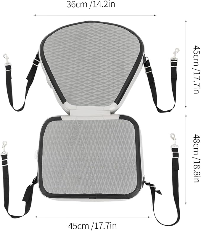 Thickened Kayak Seats with Back Support EVA Universal Paddle Board Seat with 4 Adjustable Straps Inflatable Valve Cover Sit On Top Cushioned Canoe Backrest Seat for SUP,Fishing Boat (Grey)