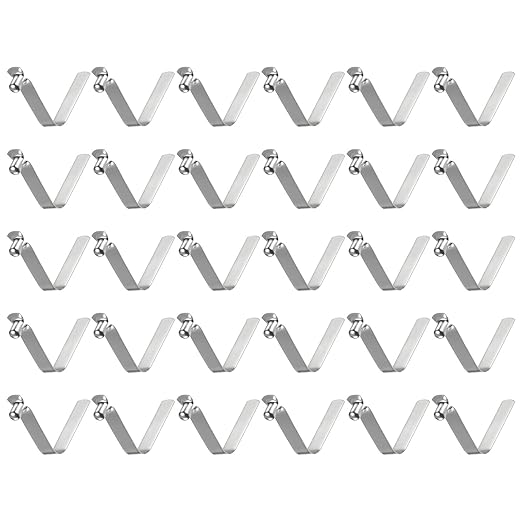 HARFINGTON 30pcs Single Button Kayak Paddle Snap Spring Clip 5x7.5x32mm 65Mn Spring Steel V-Shaped Hollow Lift Telescopic Locking Tube Pole Clips for Tent Umbrella Camping