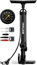 Hycline Bike Floor Pump with Gauge: 160 PSI High Pressure Bicycle Pumps - Durable Air Pump Fits Presta & Schrader Valve - Inflator for Road MTB Tire, Ball, Balloon, Inflatables