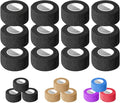 OZER 12 Pack 1 Inch x 5 Yards Self Adhesive Bandage Breathable Cohesive Bandage Wrap Rolls Elastic Self-Adherent Tape for Stretch Athletic, Sports, Wrist, Ankle (1 lnch Black, 1lnch)