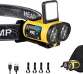 Rechargeable Headlamp, Motion Sensor 500 Lumen Head Lamps, 6 LED Rechargeable with Clip Hand Free, Adjustable Head Light for Camping, Night Walking, Running, Hiking and Outdoor