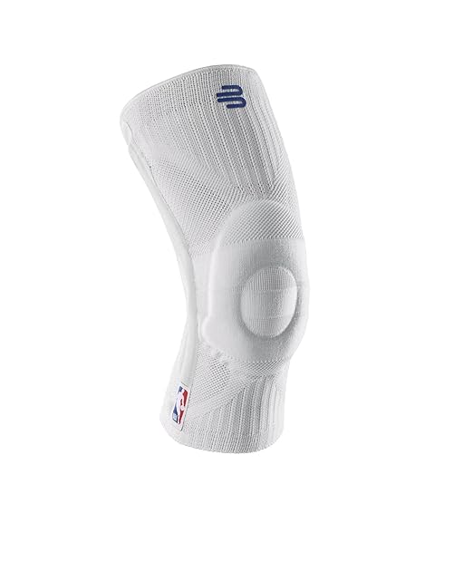 Bauerfeind Sports Knee Support NBA - Officially Licensed Basketball Knee Brace - Relief and Stabilization - Targeted Compression - Lightweight & Durable - White, Small