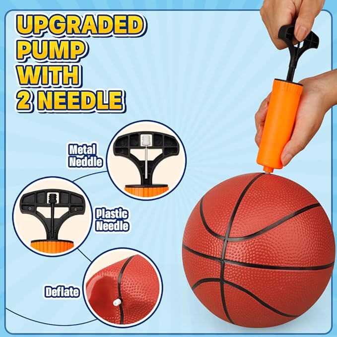 9" Mini Basketball for Indoor Mini Basketball Hoop, 5 Pack Replacement Basketballs Soft Ball for Inflatable Pool, Pool Beach Sandbox Outdoor Sports Gift Bulk for Toddler Kids Adults (with Pump)