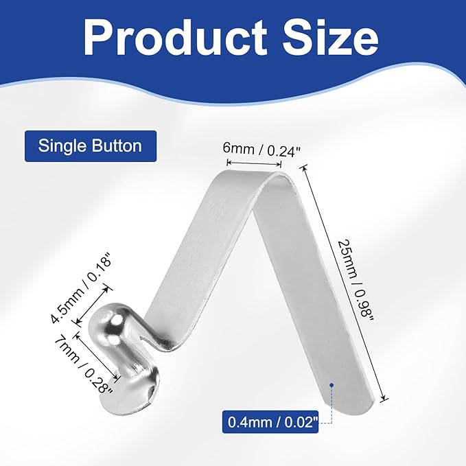 HARFINGTON Single Button Kayak Paddle Snap Spring Clip Spring Steel V-Shaped Hollow Lift Telescopic Locking Tube Pole Clips for Tent Umbrella Camping