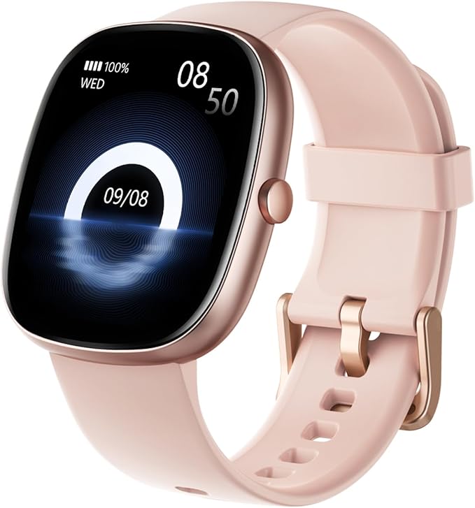 HUAKUA Smart Watches for Women Men (Answer/Make Calls), 1,85" HD Smart Watch for iPhone/Android Phones, Fitness Tracker with 100+ Sport Heart Rate/Sleep Monitor Pedometer IP68 Waterproof (Pink)
