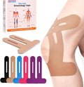 IEADEN Precut Kinesiology Tape for Knees, 10 Pcs - Knee Support & Stability, Knee Pain Relief Athletic Tape - Elastic & Waterproof, Breathable Hypoallergenic Latex-Free Tape, Beige