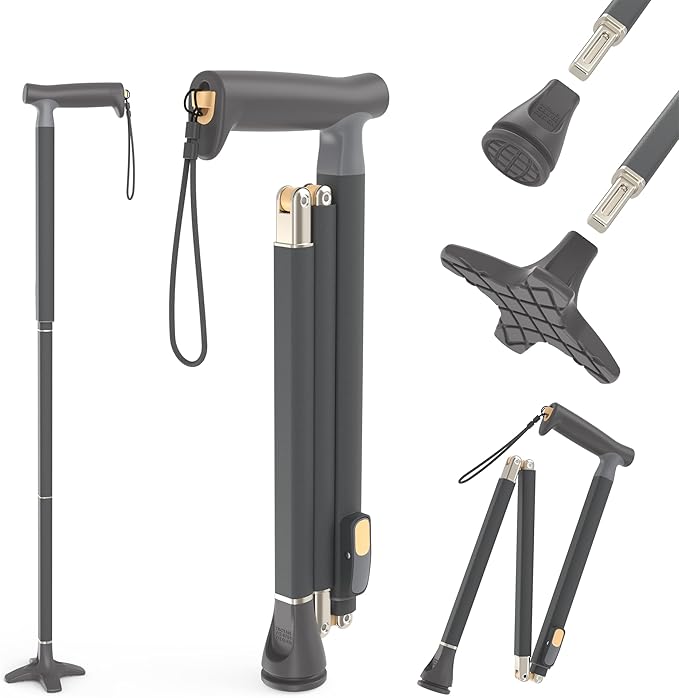 Michael Graves Quick Fold Walking Cane for Men and Women - Foldable Walking Stick for Stability and Style - Collapsible Folding Cane - Walking Sticks for Seniors & Adults