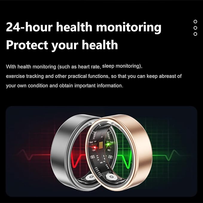 Loluka Smart Ring with Heart Rate Monitor Fitness Ring Fitness Tracker Step Tracker Sleep Monitor Health Tracking No Subscription Fee for Android iOS Black 9