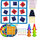 Carnival Games Set, Outdoor Giant Tic Tac Toe Games, Soft Plastic Cones Bean Bags Ring Toss Game Combo Set, 26" Dart Board with Sticky Balls for Kids Adults Family Indoor Lawn Yard Birthday Party
