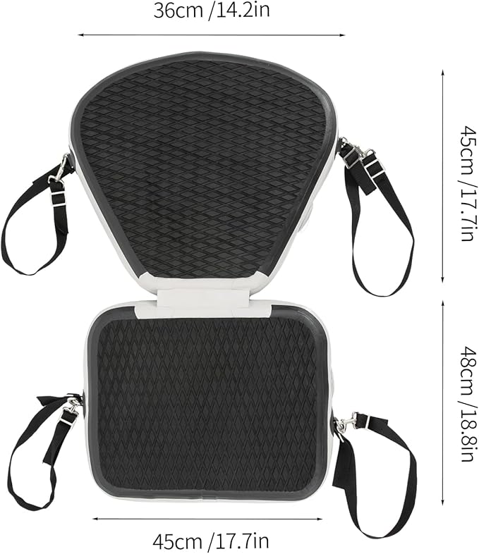 Kayak Seat Inflatable Padded Boating Seat PVC Portable Thicken Seat Cushion w/Back Support Adjustable Strap for Kayaking Canoeing Drifting Rafting Fishing Adolescents and Adults (Black)