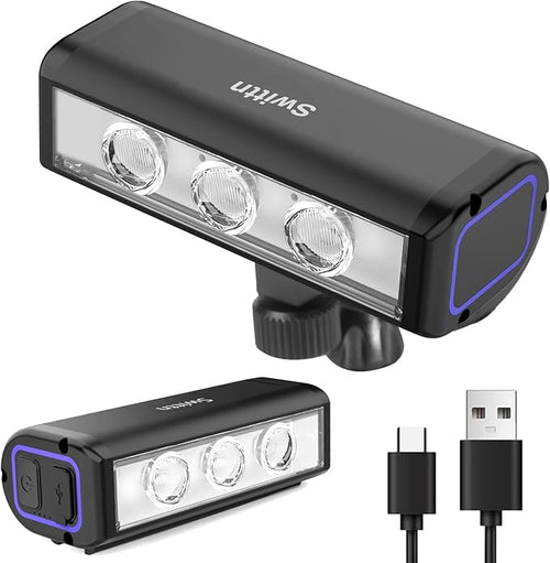 1200 Lumens Bike Lights for Night Riding,Headlight Runtime 10 Hours,Taillight Runtime 16 Hours,Type-C Rechargeable Bicycle Lights Front and Back,4+5 Light Modes