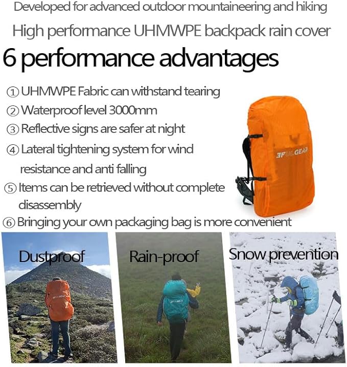 3F 20-85L backpack rain cover, waterproof, dustproof, wear-resistant, tear resistant outdoor hiking backpack cover (blue-S)