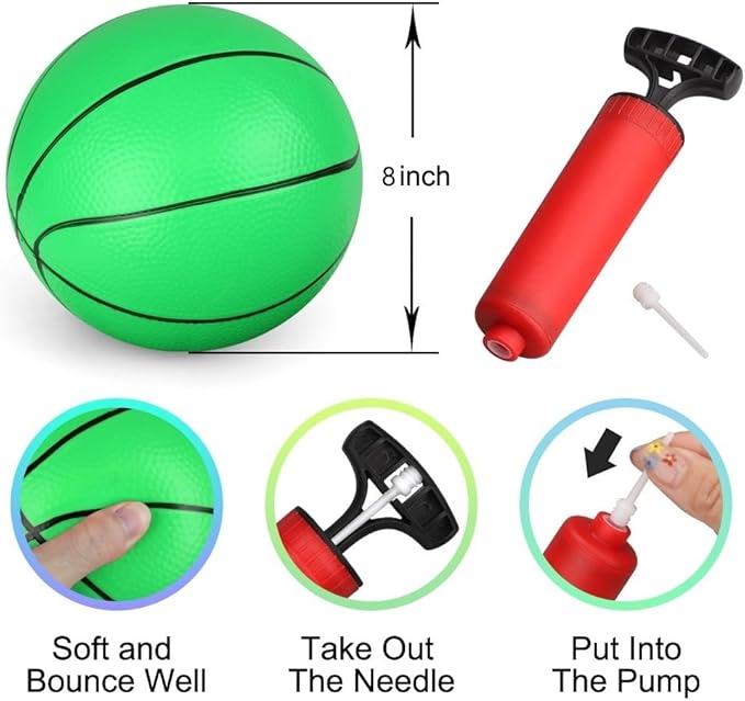 Dilabnba 8" Mini Rubber Replacement Basketballs for Basketball Hoop/Pool, Toddler Soft Beach Bouncy Ball Sports Party Game for Kids Adults, Junior Balls Indoor & Outdoor Arcades & Games (4PCS)