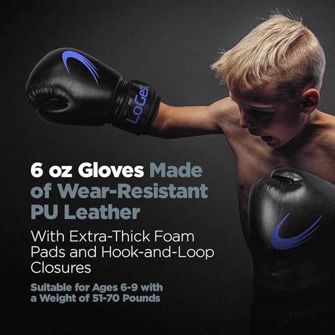 LoGest Punching Bag for Kids Boxing Set - Suitable for Kids Punching Bags 3-8 Years of Age - Boxing Gloves & Hand Wraps Included - Youth Children Boxing MMA Kickboxing Muay Thai Karate Punching Bag
