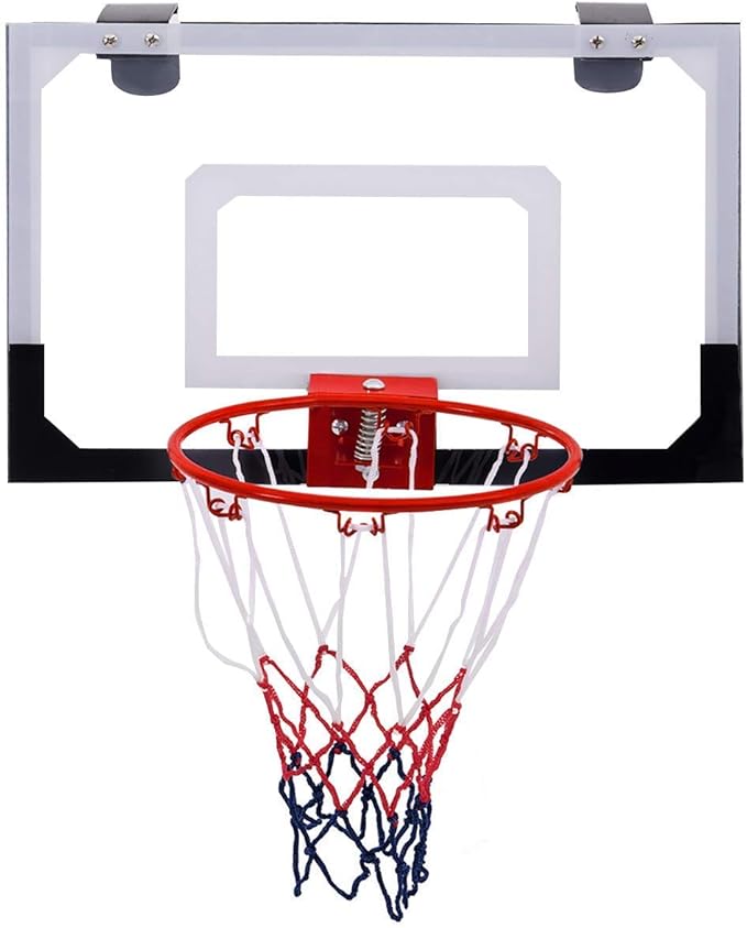 Goplus 18'' x12'' Mini Wall Mounted Basketball Hoop, Backboard for Door w/Ball and Hand Pump Set, Basketball Sports Exercise for Youth Kids Adults Indoor Outdoor