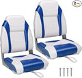 PEXMOR Boat Seats, Low/High Back, Folding, Waterproof, Captain Seat, 2 Packs (High Back-Blue & White)