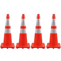 4 Pack 28" Traffic Cones – Durable Orange PVC Safety Cones with Reflective Collars for Parking, Construction, Roadwork & Driving Practice