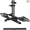E-Bike Rack with Ramp, Hitch 2 Bike Rack, 200 lbs Capacity Electric Bike Carrier, Foldable Platform Mount for Cars, Trucks, SUVs, Minivans, Up to 5-Inch Fat Tire for 2'' Receiver