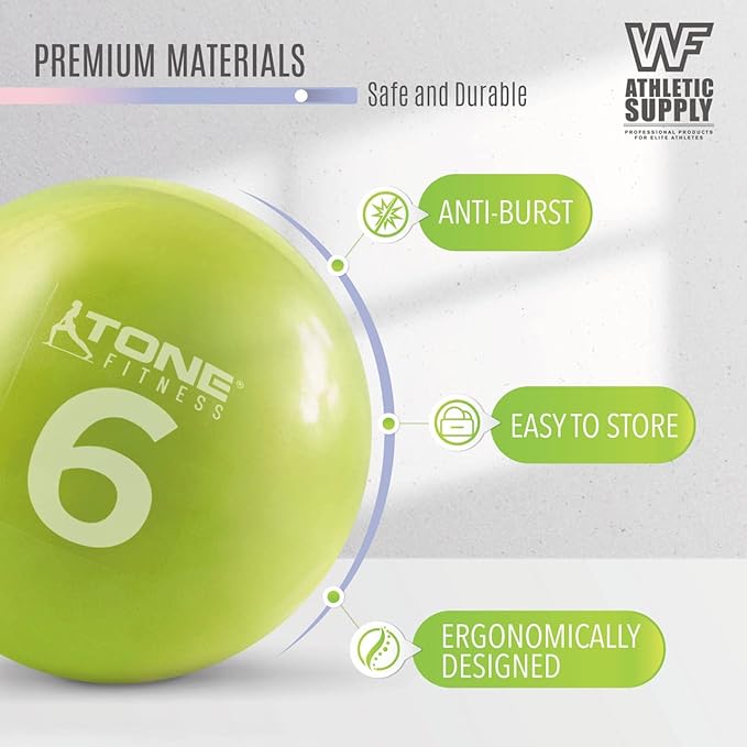 CAPHAUS Soft Weighted Exercise Ball, Weighted Toning Ball, Soft Medicine Balls for Exercise, Yoga, Pilates & Physical Therapy, 6, 8, 10 LB, Option Available in Single, Pair & Set with Rack