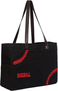XL Baseball Mom Tote Bags For Women Canvas Utility Purse Handbag with Pockets