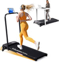 Portable Foldable Walking Pad with Handle Bar and Adjustable Incline, Under Desk Walking Pads Treadmill with Incline and Handles, 3.5HP Folding Electric Treadmills for Home Small, 0.6-7.6MPH, 350LBS