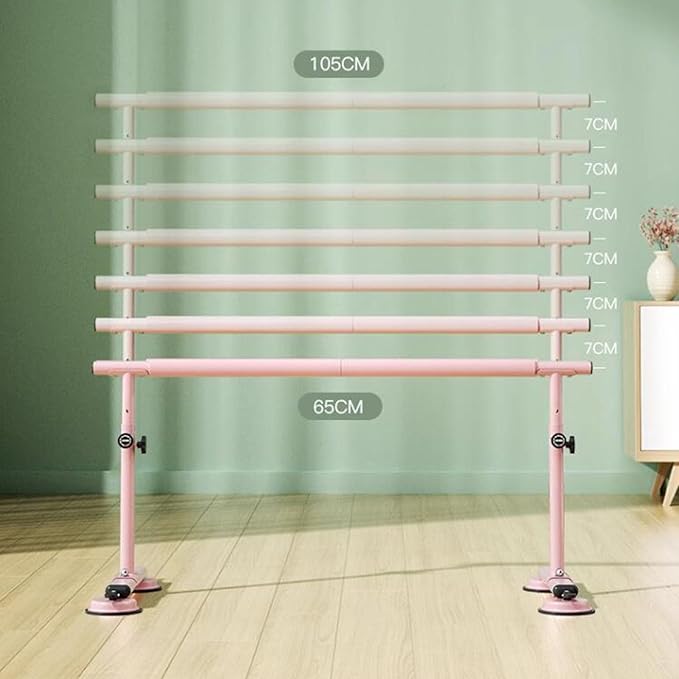 Adjustable Ballet Barre 65-105cm, Portable Freestanding Dance Stretching Bar for Home Studio, Ideal Balance Equipment for Adults & Kids