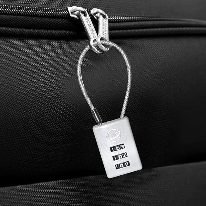 3 Digit Cable Combination Lock 16 inches Cable for School Gym Locker,Filing Cabinets,Helmet,Toolbox,Luggage Suitcase,knapsack,Grey 2Pack