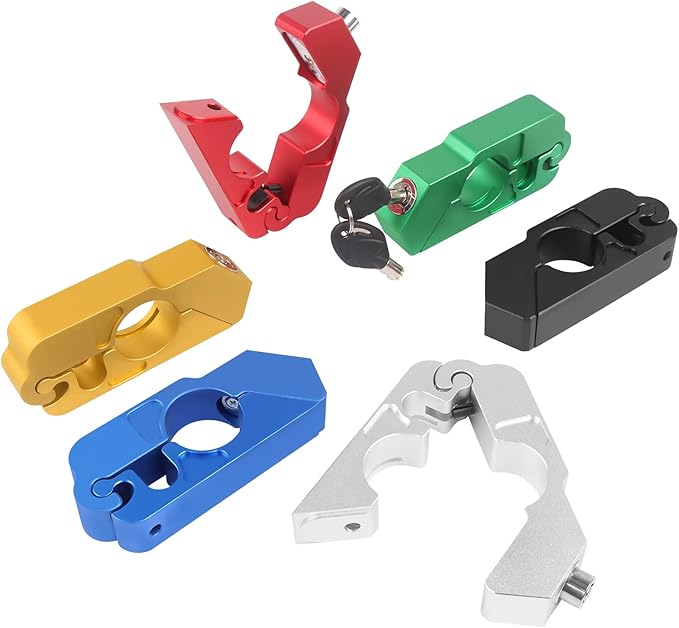 BAIONE Motorcycle Grip Lock Handlebar Throttle Security Lock Anti-Theft Scooters fit for ATV Motorcycles Dirt Street Bike (Red)