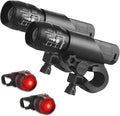 2 Packs Bike Light Set Super Bright Focus Adjustable Front Headlight and Rear LED Mountain Bicycle Light, Mount Included JB866