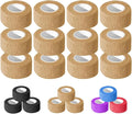 OZER 12 Pack 1 Inch x 5 Yards Self Adhesive Bandage Breathable Cohesive Bandage Wrap Rolls Elastic Self-Adherent Tape for Stretch Athletic, Sports, Wrist, Ankle (1 lnch Tan, 1lnch)
