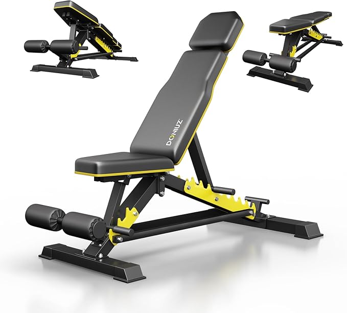 Heavy Duty Bench Adjustable Workout Bench Press Set for Home Gym Strength Training, Multi-Functional Roman Chair with Headrest, Max Load 1200 (DZ-025)