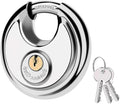 70MM Discus Padlock with Same 3 Brass Keys,304 Stainless Steel Disc Lock with Brass Gallows to Prevent Rusting,Thick Sturdy Hook to Prevent Picking.1 Pack-XZJYYF