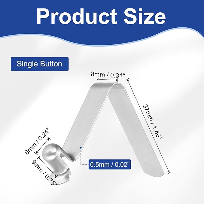HARFINGTON Single Button Kayak Paddle Snap Spring Clip Spring Steel V-Shaped Hollow Lift Telescopic Locking Tube Pole Clips for Tent Umbrella Camping