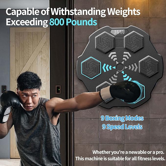 Wall Mounted Smart Bluetooth Music Boxing Trainer, Music Boxing Machine with Boxing Gloves,Electronic Boxing Target Workout Punching Equipment for Home, Indoor and Gym