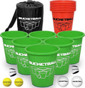 BucketBall | Team Color Edition | Combo Pack (Green/Orange): Original Yard Pong Game: Best Camping, Beach, Lawn, Outdoor, Family, Adult, Tailgate, Jumbo, Giant Game