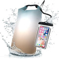 Waterproof Dry Bag - Roll Top Teal Beige Ombre Backpack 5L/10L/20L Floating and Lightweight for Kayaking, Boating, Fishing, Swimming and Camping with Waterproof Phone Case