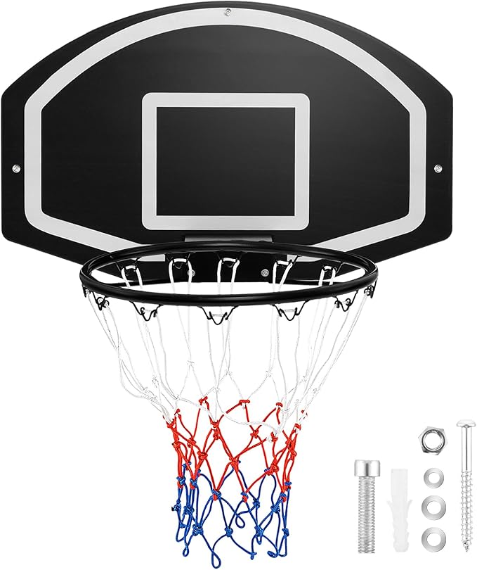 GYMAX Mini Basketball Hoop, Wall Mounted Basketball Hoop with Large Shatterproof Backboard, Weather Resistant Net & Mounting Hardware, Portable Indoor Outdoor Basketball Goal for Kids, Teens, Adults