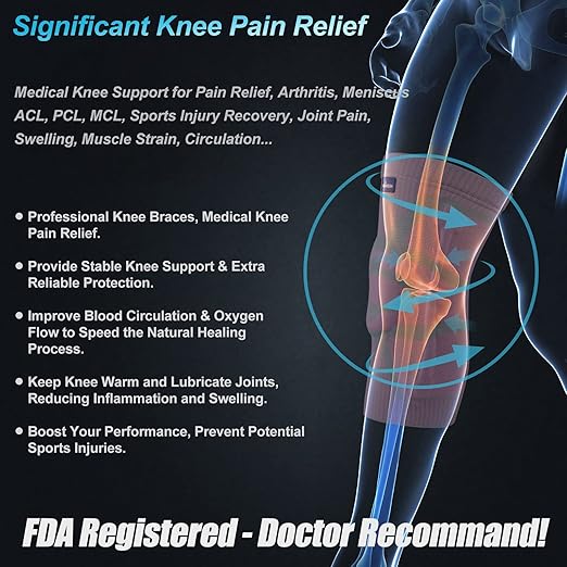 NEENCA Knee Brace for Knee Pain Relief, Medical Knee Support with Patella Pad & Side Stabilizers, Compression Knee Sleeve for Meniscus Tear, ACL, Arthritis, Joint Pain, Runner, Sport
