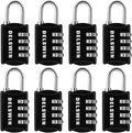 DELSWIN 4-Digit Gym Locker Lock - 8 Resettable Combo Locks for Toolbox, School Locker, Travel Luggage, Backpack, Gate, Shed